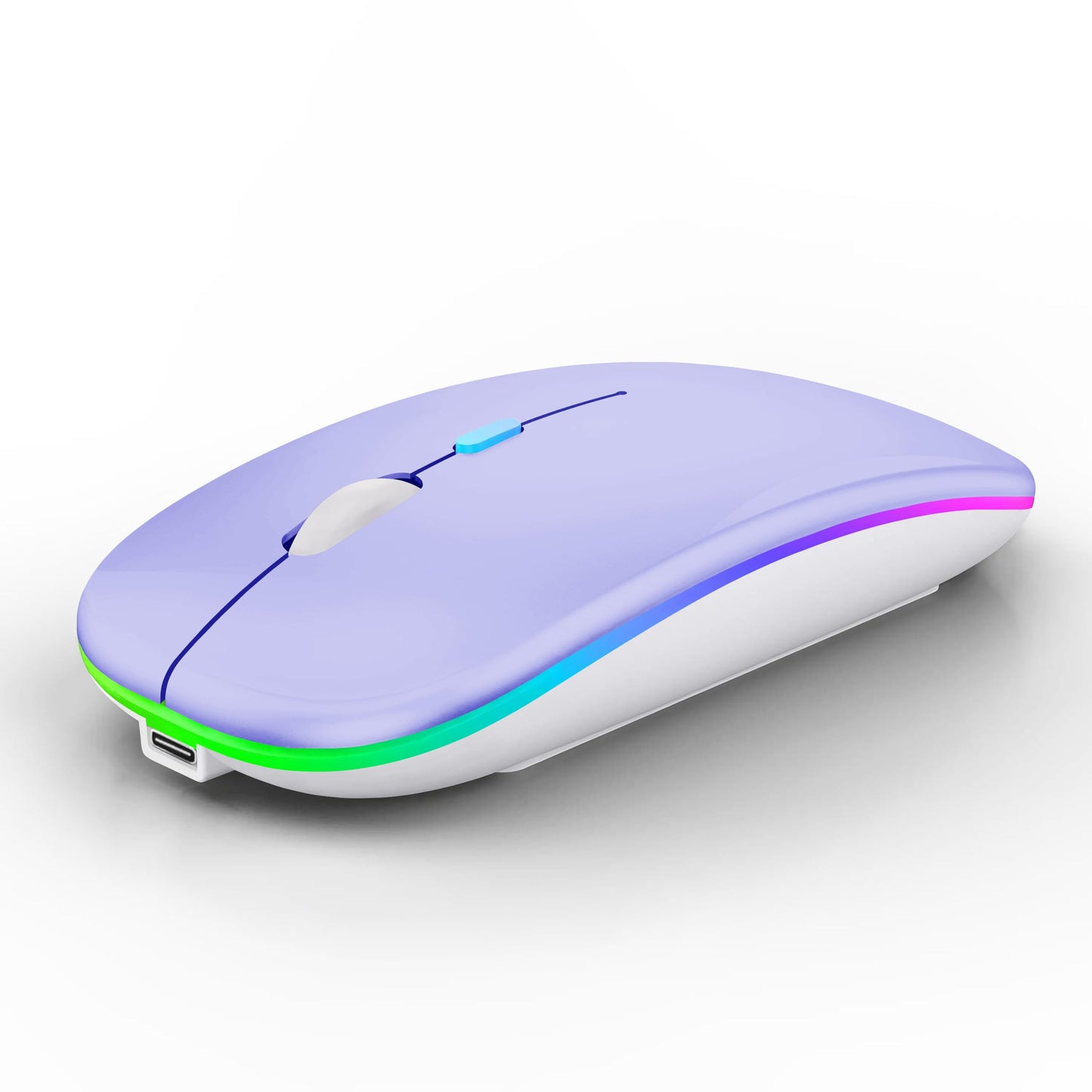 Wireless Bluetooth Mouse Rechargeable Laptop Mice with LED Lights Silent Slim Use(BT5.2 and 2.4G Portable USB Receiver)Dual Mode Computer Mouse for Laptop/iPad/Tablet/Apple/Computer/Mac(Black)