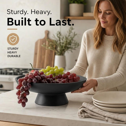 12" Concrete Fruit bowl for Kitchen Counter, Coffee Table Decor, Decorative Key Bowl, Home Décor Accents, Kitchen Counter Decor Black