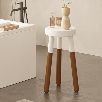 LitaEther 12" Reverse Dipped Wood Plant Stand, Wood Accent Stool,Milking Stool Drinking Table Small Side Table Set (18"+20" Tall)