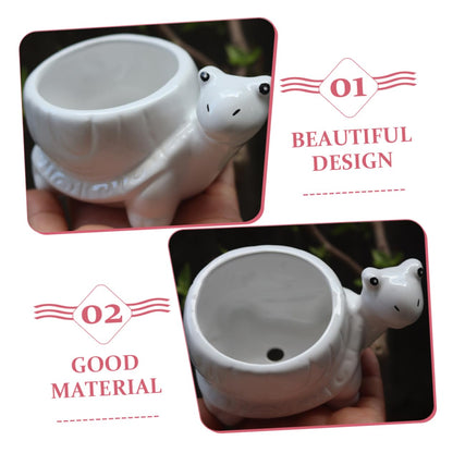 Ciieeo Ceramic Turtle Succulent Planter Pot Cute Cartoon Flower Container for Plants for Home Office Desk Decor Vibrant Garden Decoration
