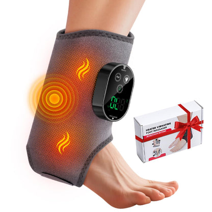 Ankle Massager,3-in-1 Wearable Hot & Vibration Massager for Feet, Ankles, and Arms | Reusable Heating Pad Brace for Home Recovery (Grey)