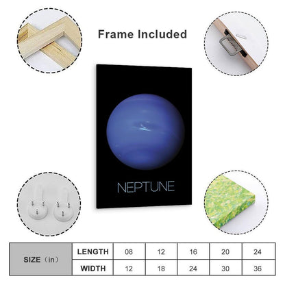Solar System Planets Canvas Wall Art - Neptune Planet Space Poster for Kids Room Bedroom Classroom, STEM Educational Astronomy Decor, Science Gift for Boys Girls, 16x24 Inch Framed