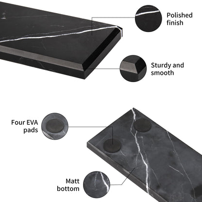 HESHIBI Marble Incense Holder Tray Incense Burner Modern Minimalist Home Deco and Desk Incense Holder for Sticks (White Black)