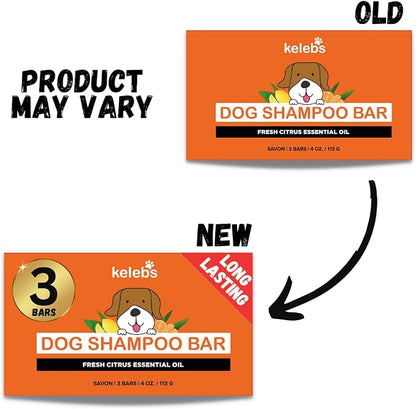 Kelebs Dog Shampoo for Smelly Dogs | Natural Dog Deodorizing Shampoo Bar with Citrus Essential Oils | Eco-Friendly | Zero Plastic Waste | Vegan | 3 Pack
