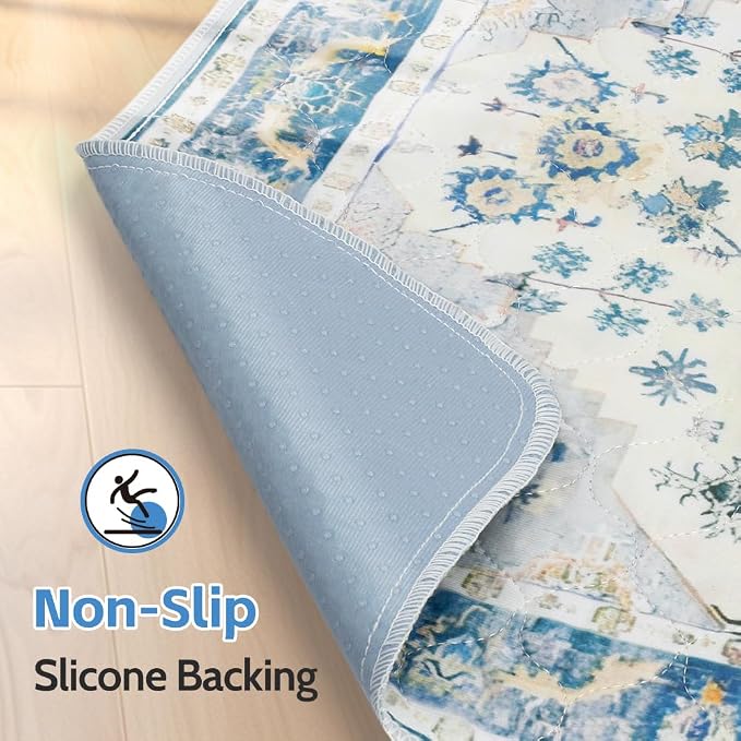 Washable Pee Pads for Dogs, 2 Pack Reusable Puppy Training Pads 48"x32" Super Absorbent Waterproof Dog Training Pads, Non-Slip Potty Pads, Whelping Pads Litter Mat Blue Medallion