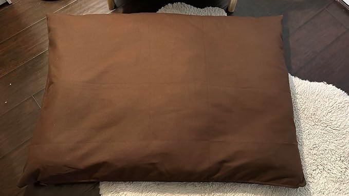 Natural Cotton Canvas Dog Bed – Raw Cotton Filled Pet Cushion Insert, Breathable Eco-Friendly Dog Mattress, Durable Washable Cover with Zipper (Dark Brown, X Large 53"x36"x5")