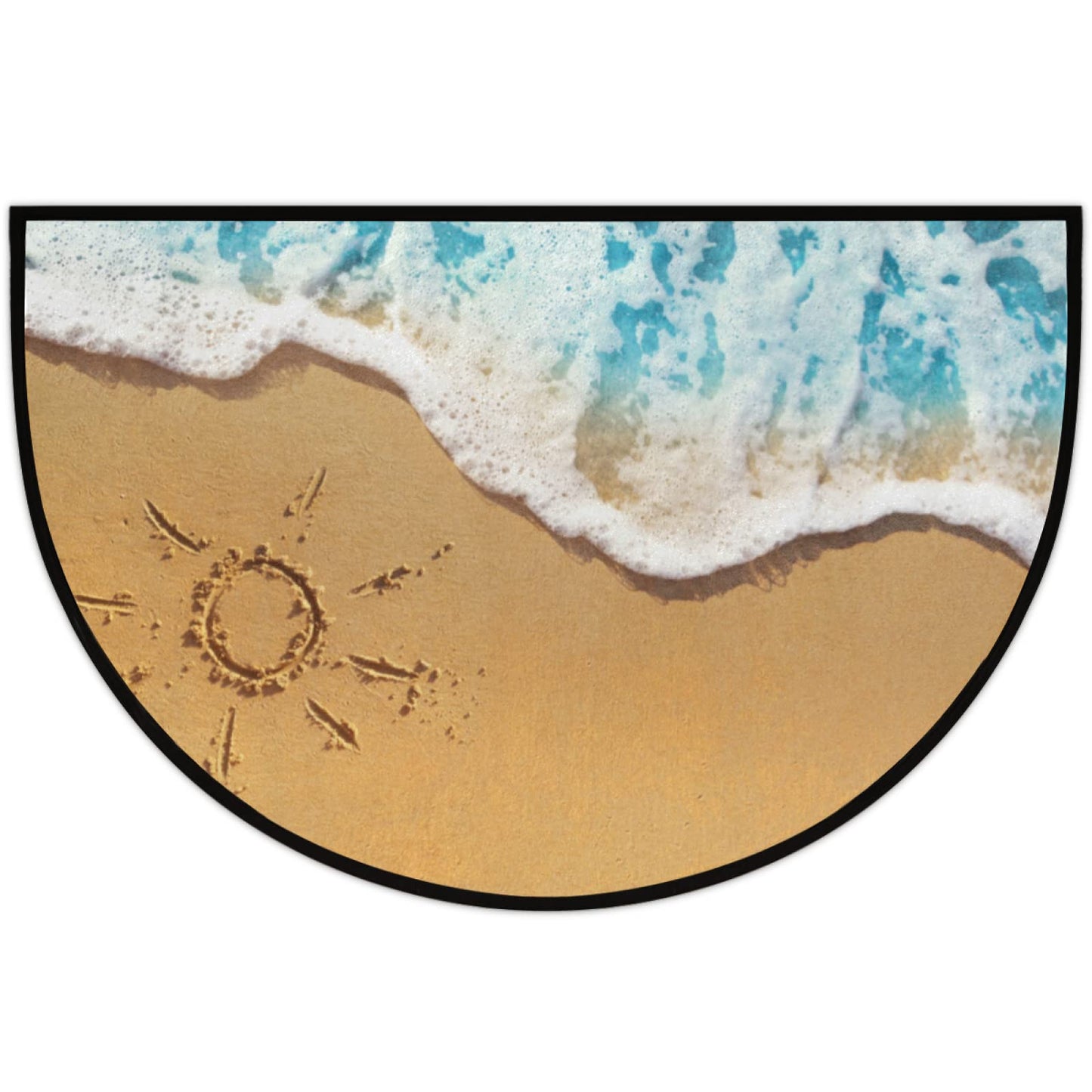 Pardick Ocean Beach Half Round Door Mat Welcome Entrance Mat Bath Bathroom Rug