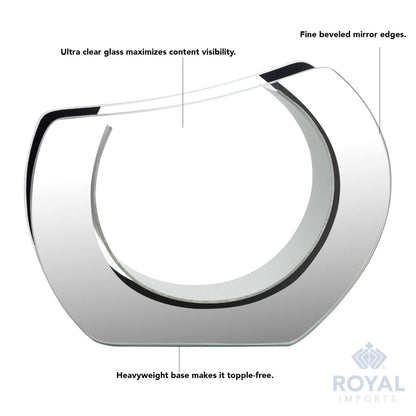 Royal Imports Flower Mirror Glass Vase -Round Angled, 9.25"x11.75" - Decorative Modern Floral Centerpiece Accent for Home Decor Living Room Bathroom, Kitchen, Fireplace, Table, Entryway, Wedding