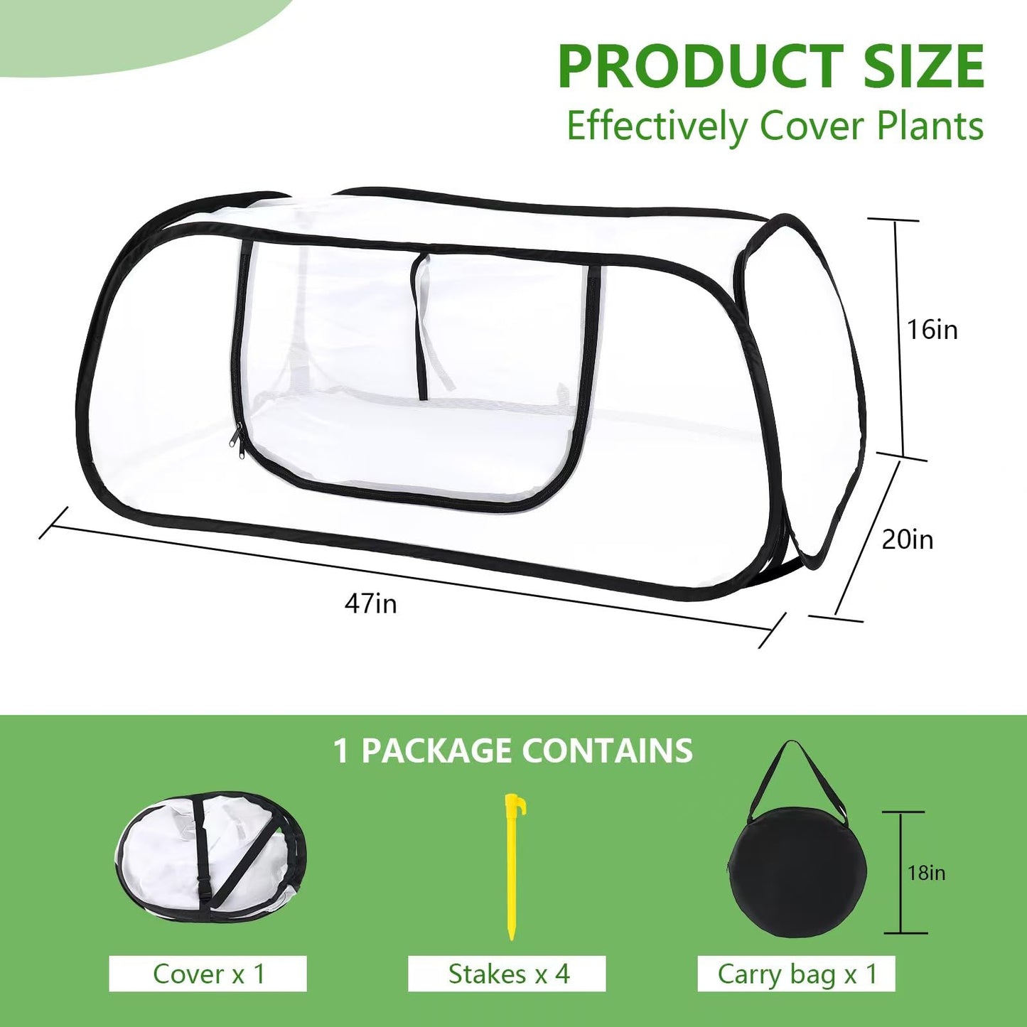 Pop Up Garden Mesh Plant Cover for Raised Beds, 47x20x16 Inch Outdoor Mesh Enclosure with Side Window & 4 Ground Stakes, Protects Fruits, Vegetables, Seedlings & Herbs (1 Pcs (47x20x16 Inch))