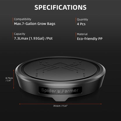 Spider Farmer Gravity-Fed Self-Watering System, 4-Pack Auto Watering System with 13 Gallon Reservoir, 4 Fabric Pot Base for Indoor Plants, Grow Tents, Greenhouses