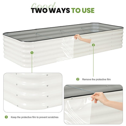 G GOOD GAIN Raised Garden Bed Kit - 5-in-1 Adjustable Galvanized Metal Planter Box with Protective Tape & Gloves & Tools | 8x3x1.4ft Outdoor Raised Bed for Gardening Vegetables, Flowers, Herbs, Green