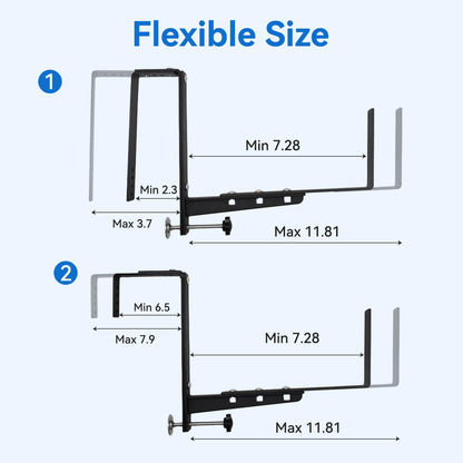 Halatool Railing Planter Box Brackets Outdoor, 4 Pack Adjustable Flower Planter Window Box Brackets, Heavy Duty No Drill Window Box Brackets with 65 lb Capacity for Railings Balcony Porch Fence