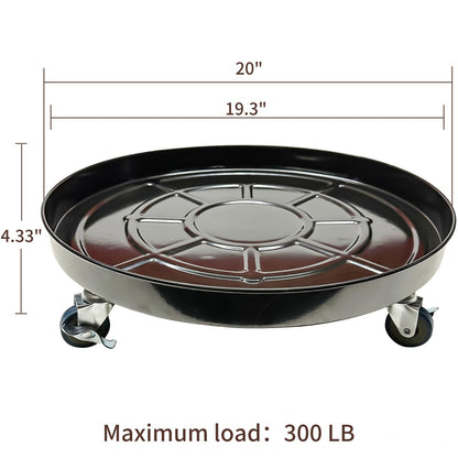 Kaoolaa Plant Caddy with Wheels 20 Inch 1 Pack, Heavy Duty Metal Plant Stand & Dolly with Lockable Casters, Holds 310 lbs for Indoor Outdoor Large Flower Pots, Black