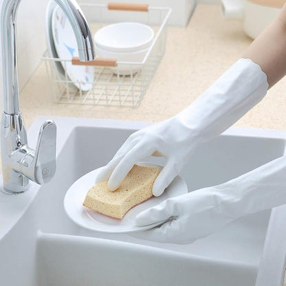 HSL Household Cleaning Gloves - Reusable Kitchen Dishwashing Gloves with Latex Free, Cotton lining, Waterproof, Non-Slip (Large, 3 Pairs)