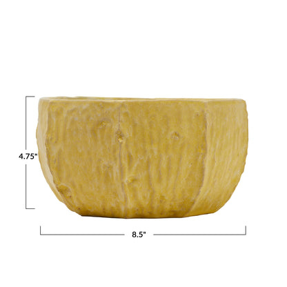 Creative Co-Op Stoneware Planter with Organically Shaped Detail, Yellow