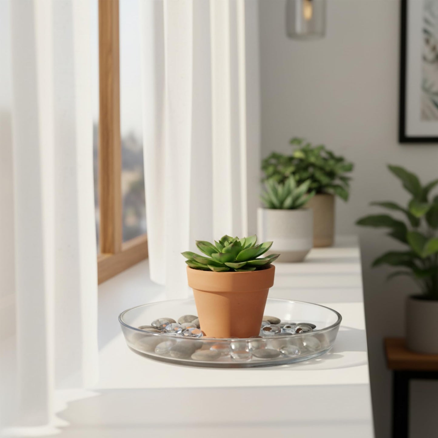 Oakestry 10" Clear Glass Plant Tray Saucer with High Rim, Multi-Use Plate for Houseplants, Terrariums, Serving, Centerpieces & DIY Décor