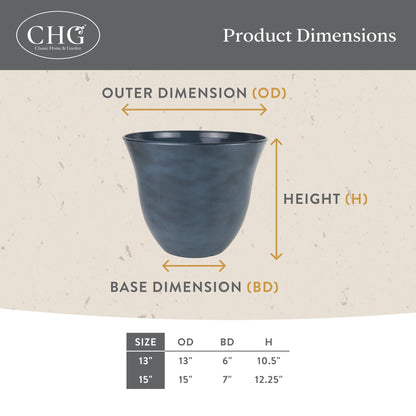 Classic Home and Garden by Growscape Honeysuckle Resin Planters - Lightweight Indoor & Outdoor Plant Pots - UV-Resistant Plastic Flower Pots - Pot Planters for Flowers & Herbs (15" Fossil)