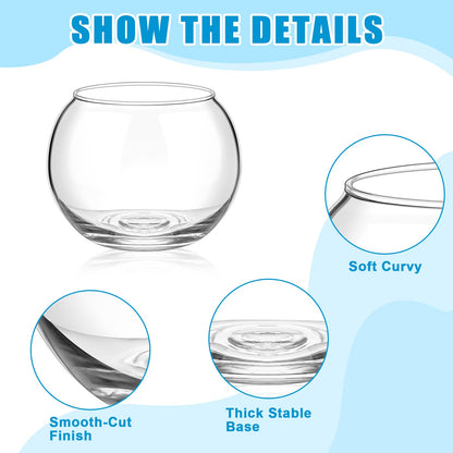 24 Pcs Glass Bubble Bowl Vase Bulk, Clear Round Glass Centerpiece Bowls for Valentine's Wedding Table Decor, Fish Flower Bud Vase Terrarium for Event Party DIY (3.5" h X 4.7" w)