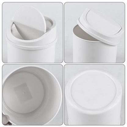 Eagrye 0.5 Gallon Tiny Desktop Trash Can, Mini Garbage Can with Swing Lid, White