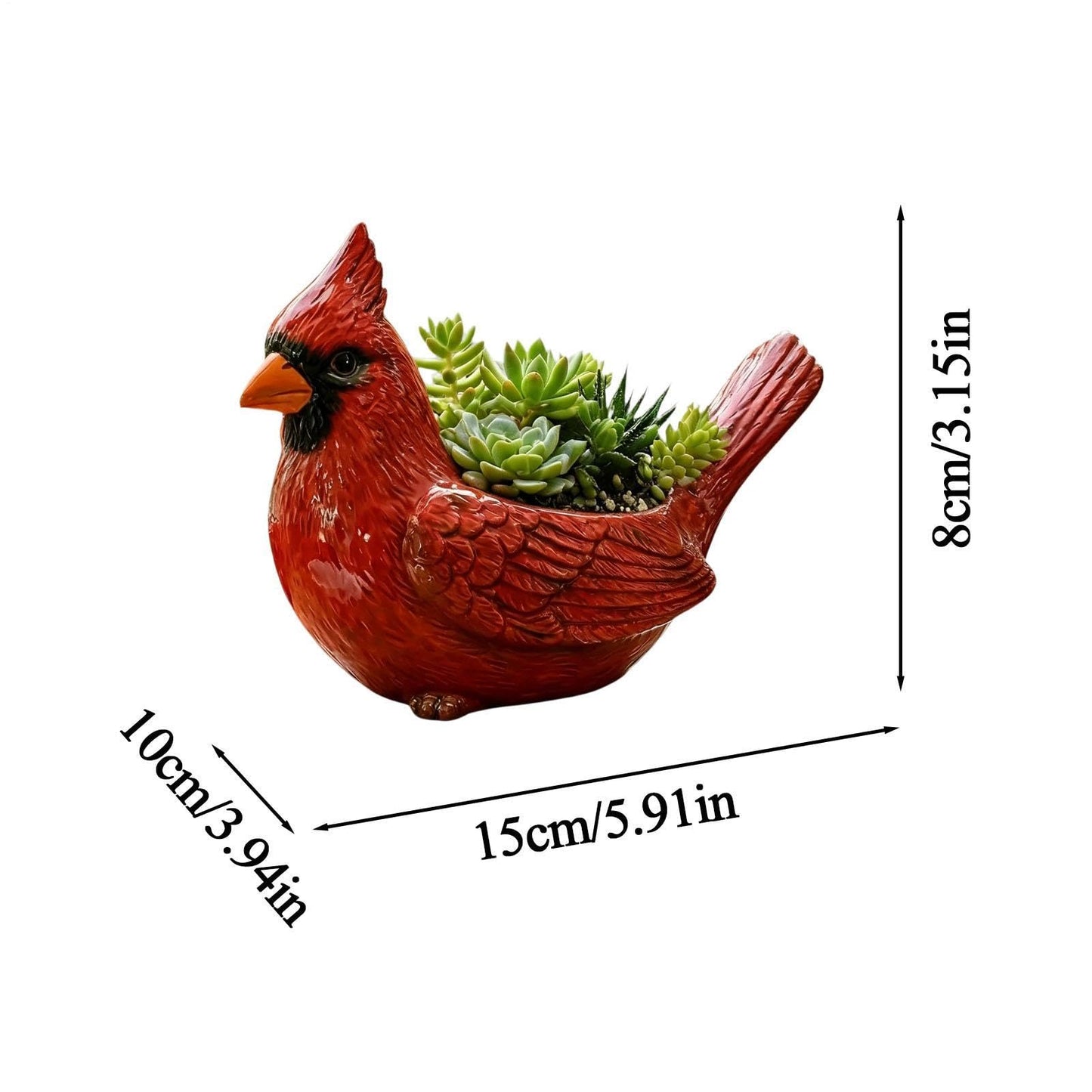 Resin Bird Planter, Funny Plant Pot, 7x5 Inches Flower Container with Drain Hole, Weatherproof Garden Vase, Cute Pot with Decorative Carvings, Small Seedling Holder for Porch and Yard