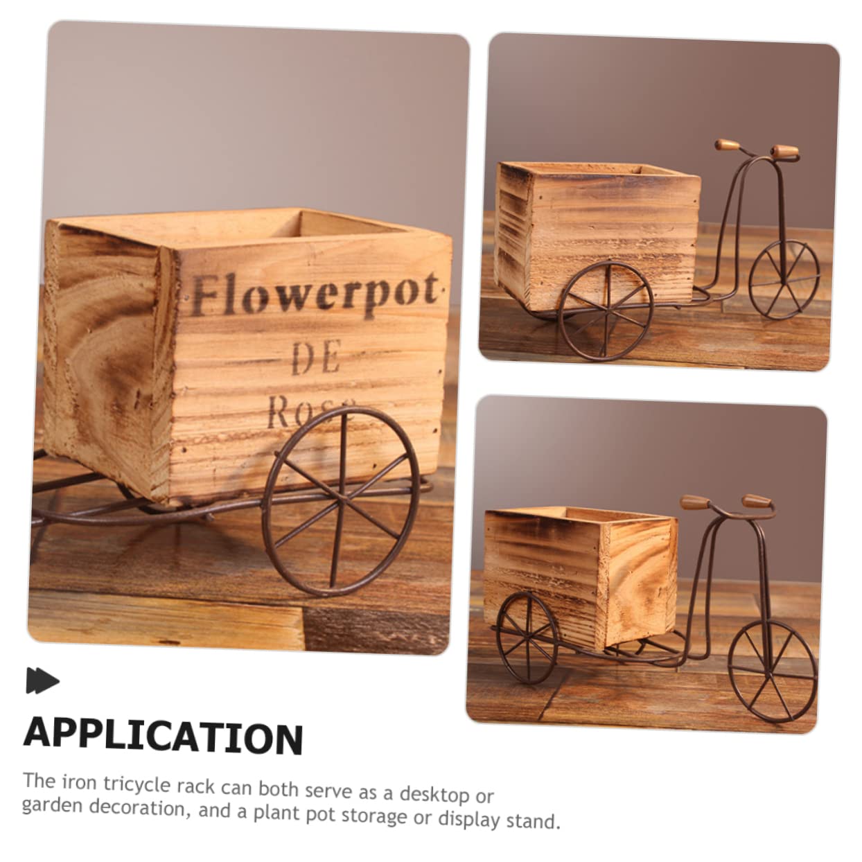 ORFOFE 1set Iron Tricycle Plant Stand for Indoor and Outdoor Use Rustic Style Bike Flower Pot Holder Planter for Home and Garden Decoration