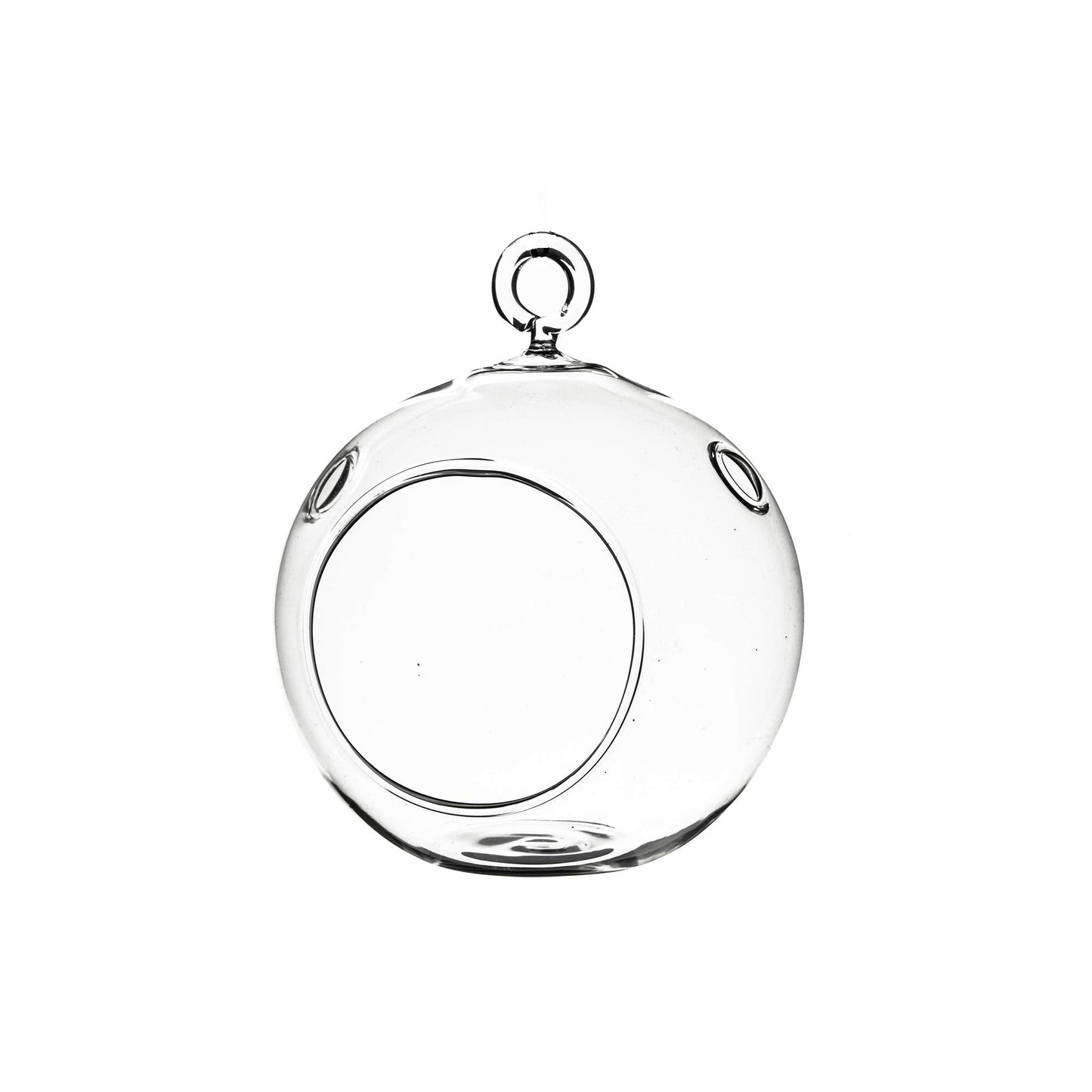 WGV Hanging Terrarium Globe, Width 3", Height 4", DIY Air Succulent Planter, Clear Glass Vase Orb with Flat Bottom, Candle Holder for Windowsill Outdoor Garden Decor, 1 Piece