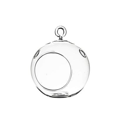 WGV Hanging Terrarium Globe, Width 3", Height 4", DIY Air Succulent Planter, Clear Glass Vase Orb with Flat Bottom, Candle Holder for Windowsill Outdoor Garden Decor, 1 Piece