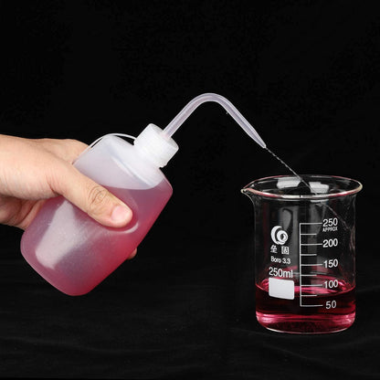 Hyber&Cara Safety Wash Bottle with Cap 3Pcs 250ml Plastic Plant Watering Tattoo Squeeze Bottle for Lab with 1Pc Silicone Funnel