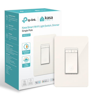 Kasa Smart Light Switch HS200, Single Pole, Needs Neutral Wire, 2.4GHz Wi-Fi Light Switch Works with Google Home, UL Certified, No Hub Required, White