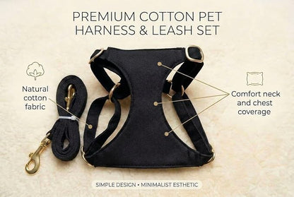 AetruffyPet 100% Cotton Dog Harness and Leash Set – Soft Breathable Vest for Small Dogs, Adjustable No-Choke Design, Lightweight Walking Set (XS/S/M) (Blue, S)