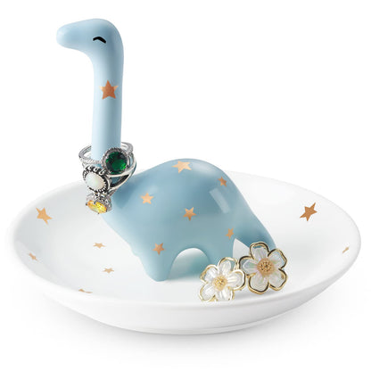 PUDDING CABIN Dinosaur Ring Holder for Jewelry, Gifts for Women Girls Birthday Wedding Graduation Valentines Bday Gift, Jewelry Dish Tray for Rings Bracelets Necklace Organizer