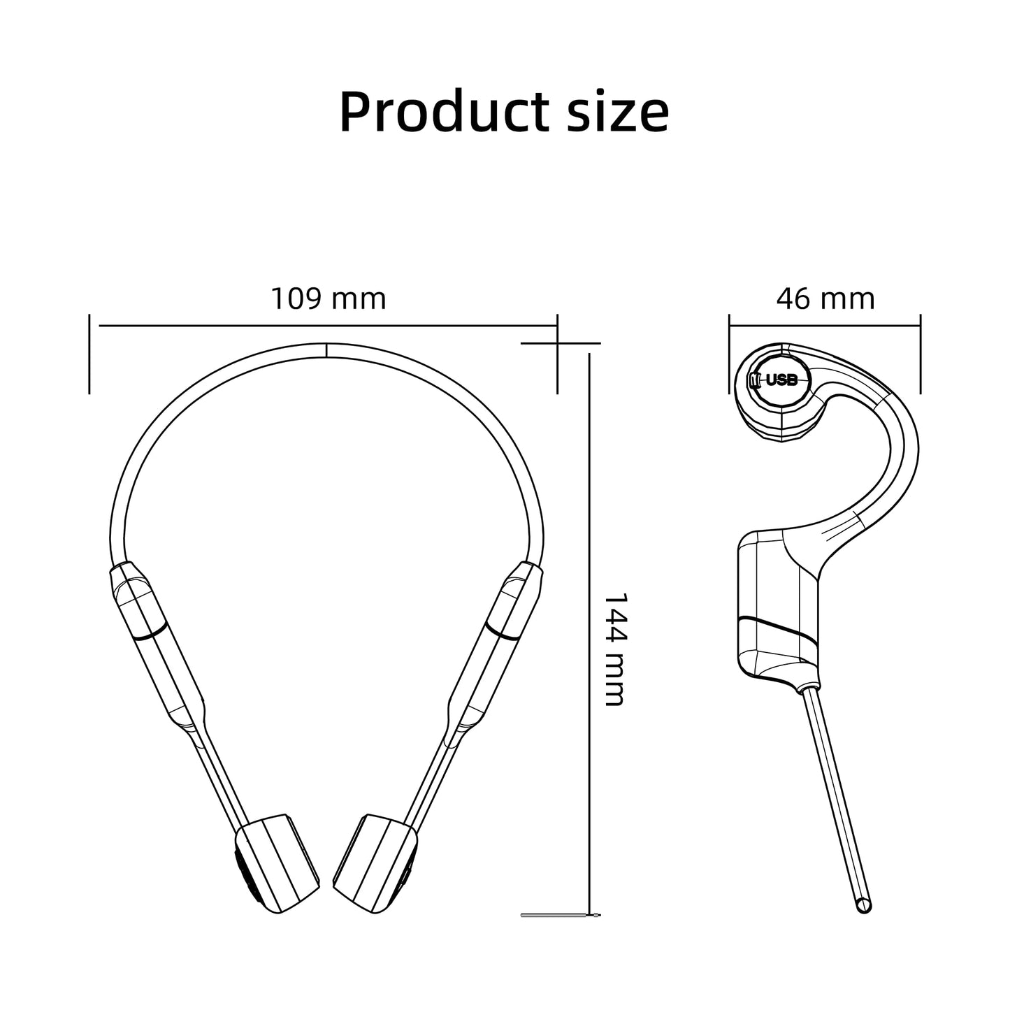 Rakklor Bone Conduction Headphones - Open-Ear Headphones with MIC, Bluetooth 5.4, 20Hr Long Battery Life, IPX5 Waterproof for Sports Workouts Cycling Running Gym Hiking,Black