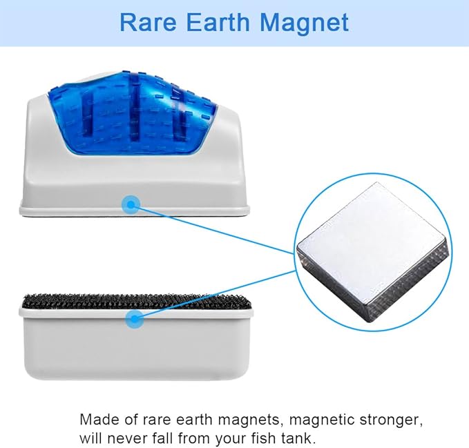 DaToo Aquarium Cleaner Fish Tank Glass Cleaner Algae Cleaner Scraper Magnetic Scrubber Algae Clean Brush, 2 Pcs, Size M, 1 Yr Warranty