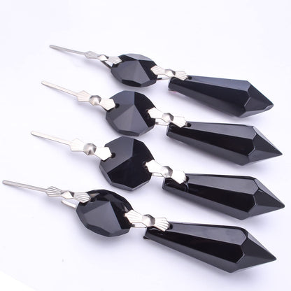20pcs Crystals Prisms Glass Tip Beads Black Chandelier Icicle Drops Hanging Crystal Replacements Pendants for DIY Craft Jewelry Ornament Wedding Christmas Lamp Decoration, 35 mm