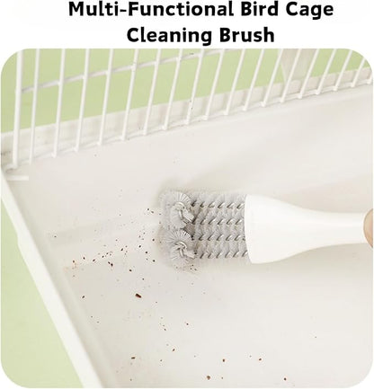 2 Pcs Bird Cage Brush with Scraper - Bird Cage Cleaner for Cleaning Kennels Perches Poop Remover Parrot Parakeet Pet Cage Accessories (2 Pcs)