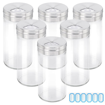 Segarty Spice Jars with Label Set - 6 Pack 4oz Glass Spice Jars with Shaker Lids, 272 Pcs Blank Chalkboard Label Stickers with 1 Marker, Seasoning Organizor Kit