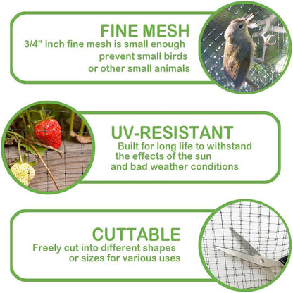 Junkogo Bird Netting 13x40 FT – 3/4" Mesh Garden Netting for Plant Protection, Deer Fence Netting Against Birds, Squirrels, Rabbits, Raccoons & More – Protect Fruit Trees, Vegetables & Flowers