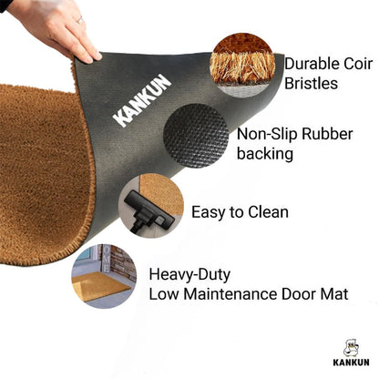 KANKUN Coco Coir Door Mat with Heavy Duty Backing, Welcome Doormat (17" x 30"), Doormat Entrance (Plain - 1Pack)