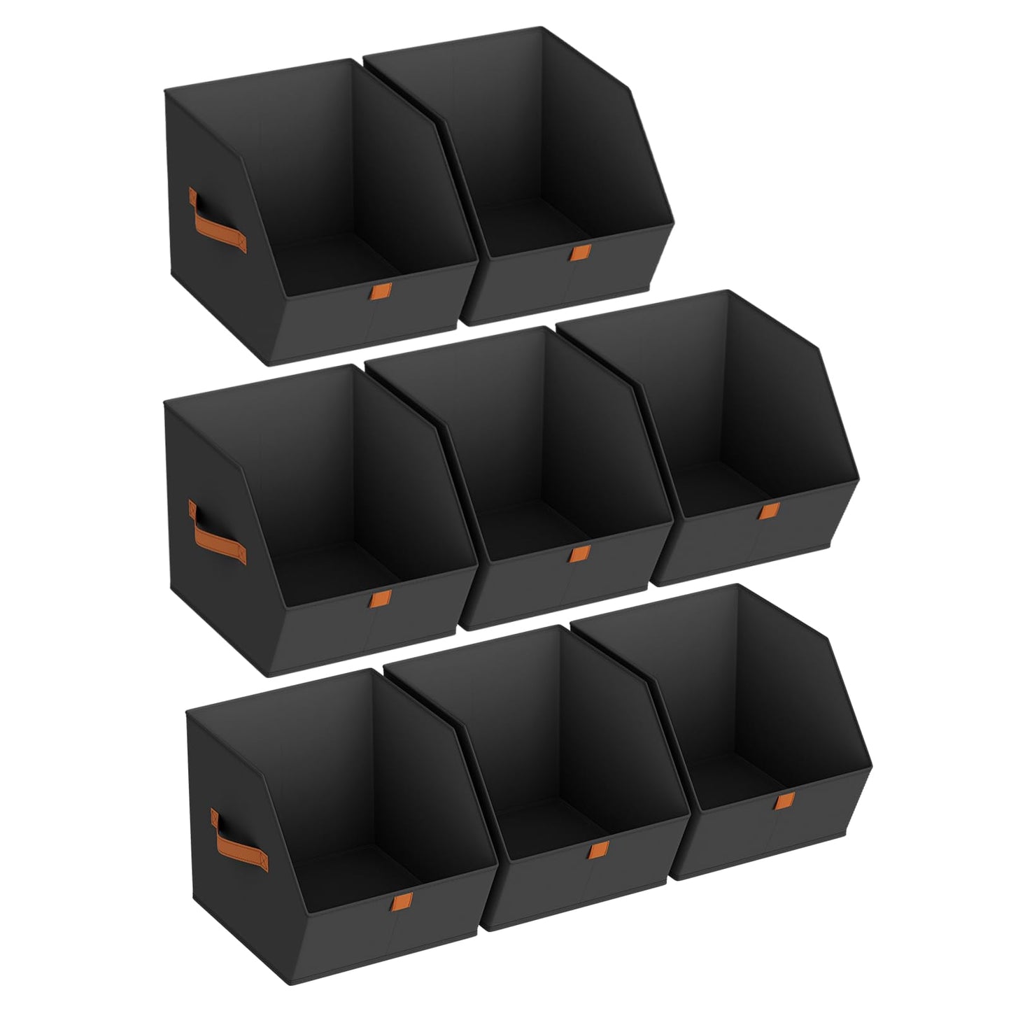 Homsorout Fabric Closet Storage Cubes - 8 Pack Square Storage Bins with Dual Handles for Clothes, Towels, Toys, Cube Storage Organizers for Bedroom, Nursery, Shelves, Closet, Small Spaces, Black