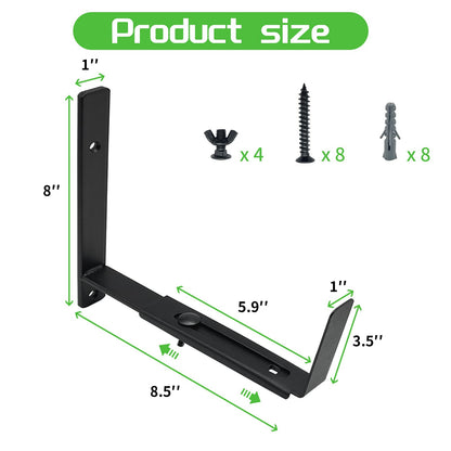 Pusonor Adjustable Window Box Bracket 4 Pack, Heavy Duty Planter Box Bracket Flower Box Holder Wall Mount Suitable for Planter Boxes 6 inches to 12 inches Deep