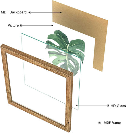 ArtbyHannah Framed Bathroom Wall Art Decor, 10x10 Inch 4 Pack Botanical Gallery Wall Frame Set Modern Farmhouse Sage Green Prints Artwork for Spa, Restroom, Bedroom, Office Decoration (Walnut)