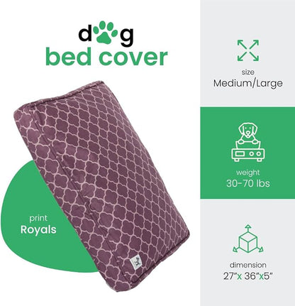 Molly Mutt Medium to Large Dog Bed Cover - Royals Print - Measures 27”X36”X5’’ - 100% Cotton - Durable - Breathable - Sustainable - Machine Washable Dog Bed Cover
