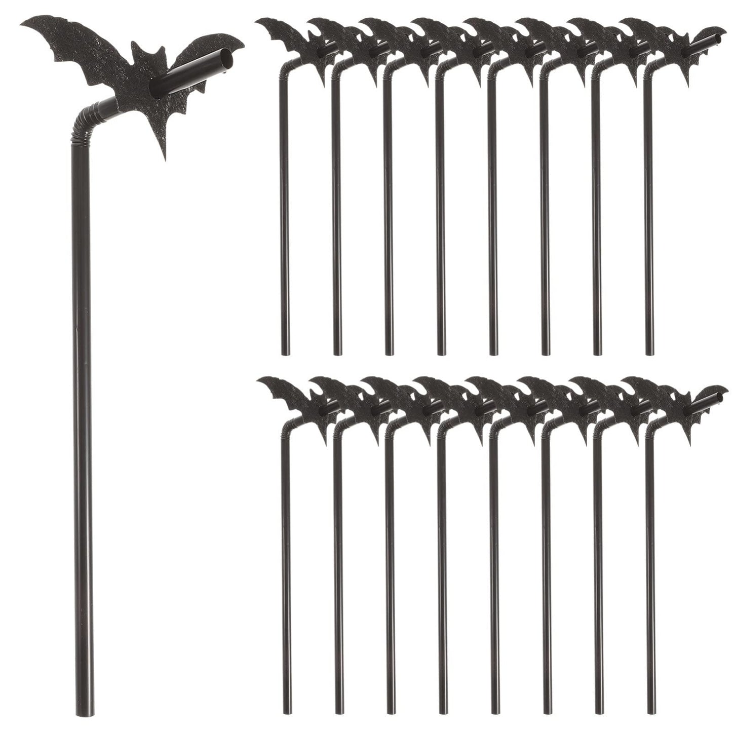 Amosfun 50 Sets Bat Straws Plastic Straws for Drinking Halloween Party Supplies