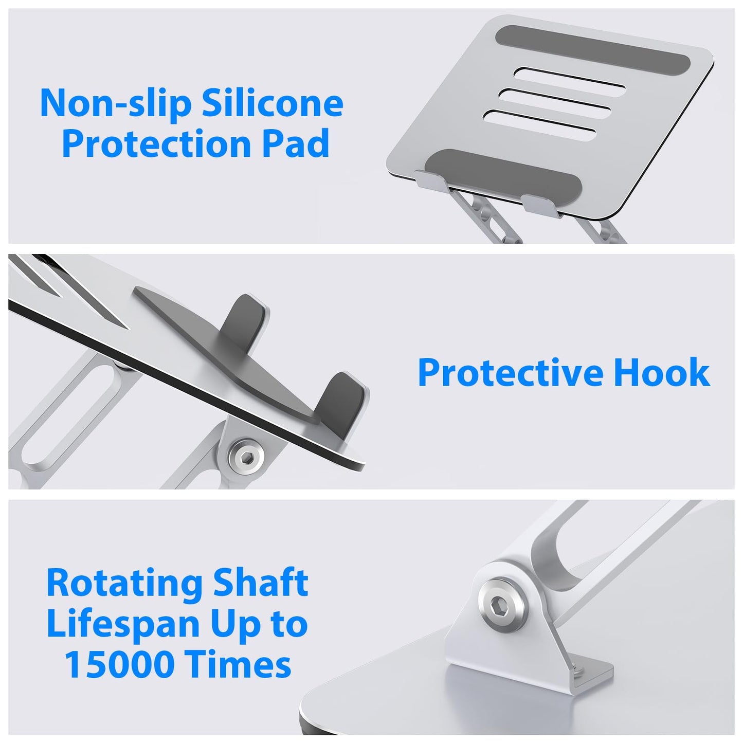 Gogoonike Laptop Stand for Desk, Adjustable Laptop Riser, Metal Foldable Computer Stand Holder Portable Notebook Mount, Ventilated Cooling Printer Stand Compatible with 10-15.6” Laptops