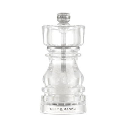 Cole & Mason London Acrylic Salt and Pepper Mill Set, 130mm, Precision+ Carbon/Ceramic Mechanisms, Salt and Pepper Grinders with Adjustable Grind, Gift Set