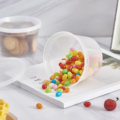 [240 Set - 16 oz.] Plastic Deli Food Storage Containers With Lids, Disposable togo containers for soup, Meal Prep, Slime | BPA Free | Stackable | Leakproof | Microwave | Dishwasher | Freezer Safe