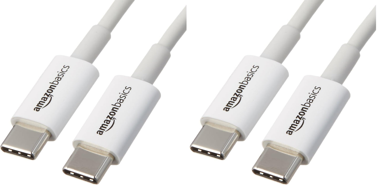 Amazon Basics USB-C to USB-C Fast Charger Cable, 480Mbps Speed, USB-IF Certified, for Fast Charging Apple iPhone 16/15, iPad, MacBook, Samsung Galaxy, Tablets, Laptops, 6 Foot, White