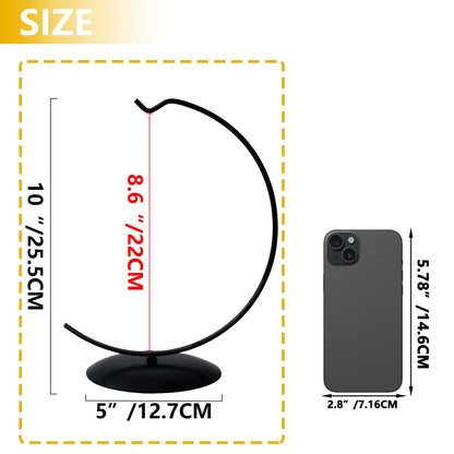 YY YEARCHY Ornament Display Stand Large for Hanging Glass Globe Ball Air Plant Flower Holder Metal Round Decorative (1, Black, 10"x5")