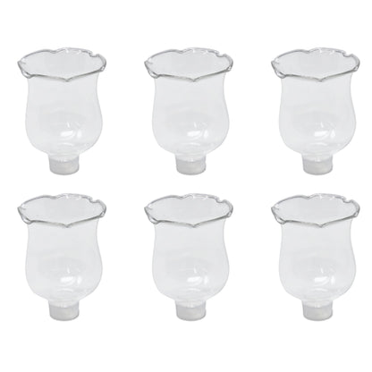 4E's Novelty Clear Glass Votive Cups with Peg - Pack of 6 - Tulip Votive for Candelabra Candle Holder, Home Interior Candle Sconce Glass Replacement Parts, Shabbat Candle Glass Oil Lamp (2.75" Tall)