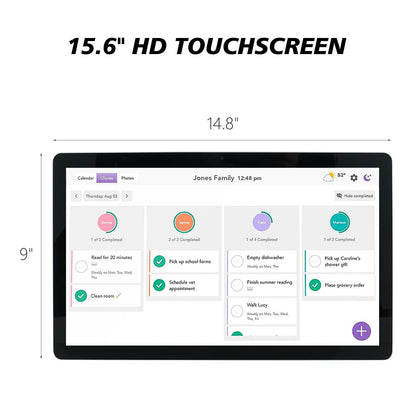 TouchWo 15.6 to 27 inch Touchscreen Digital Calendar & Wall Planners, Smart Whiteboard Calendar for Chore Chart & Work Schedule, Built in Speakers and Camera, Include Wall Mount & Desk Stand (15.6-inch)